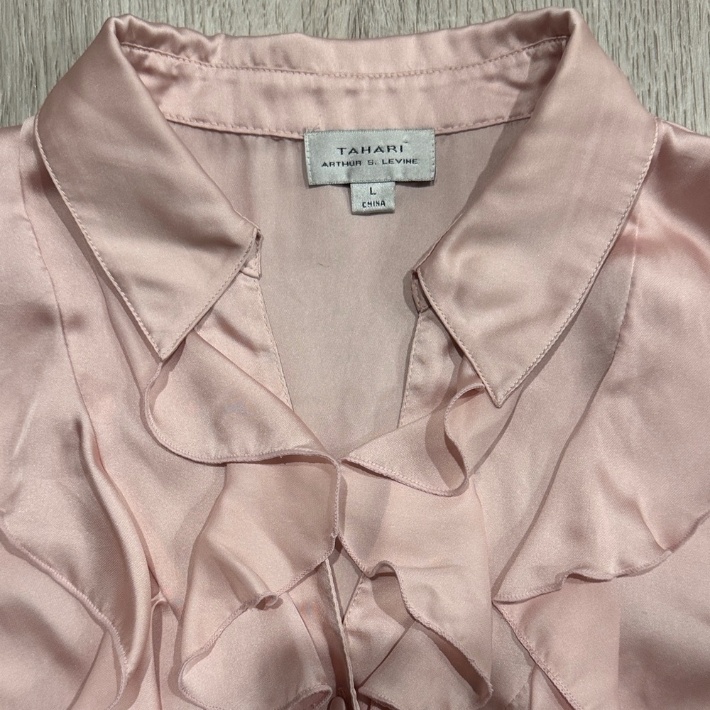Tahari Soft Pink Ruffled Blouse
